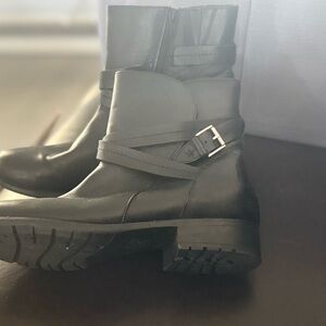 Clarks Black Ankle Booties with Buckle Strap